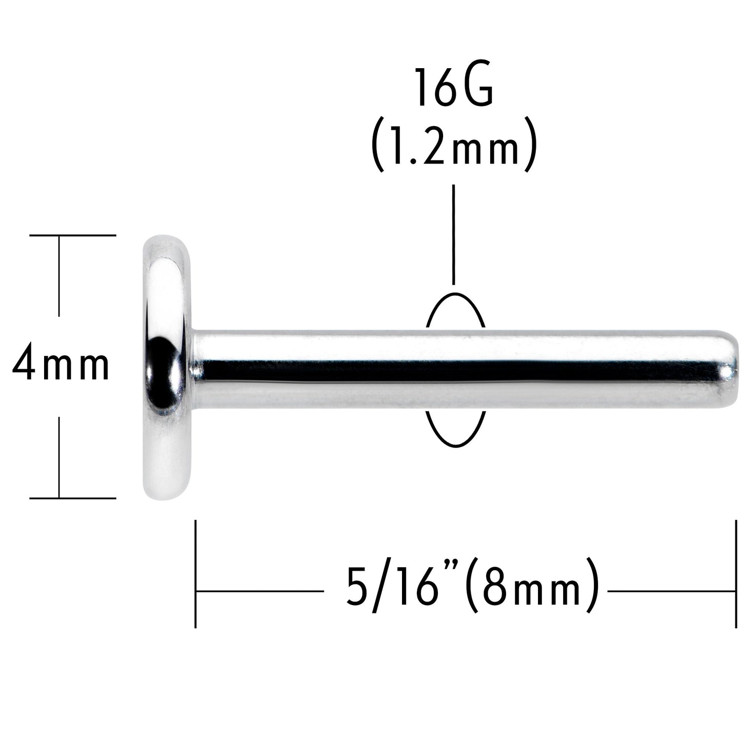 16G 5/16 G23 Titanium Threadless Post Only Labret Monroe Tragus