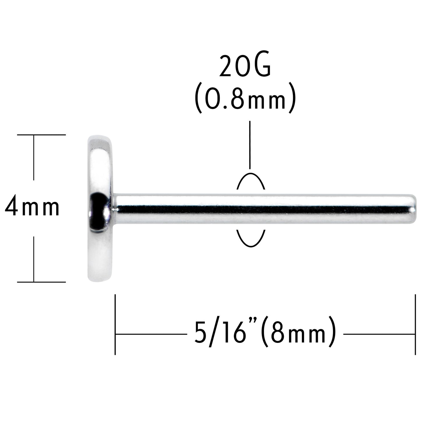 20G 5/16 G23 Titanium Threadless Post Only Labret Tragus Nose