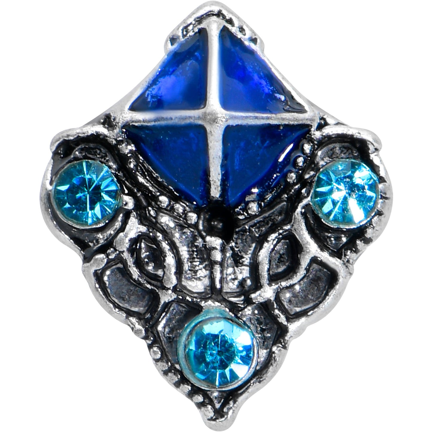 16G 1/4 Blue Gem Rococo Blue Cartilage Tragus Earring
