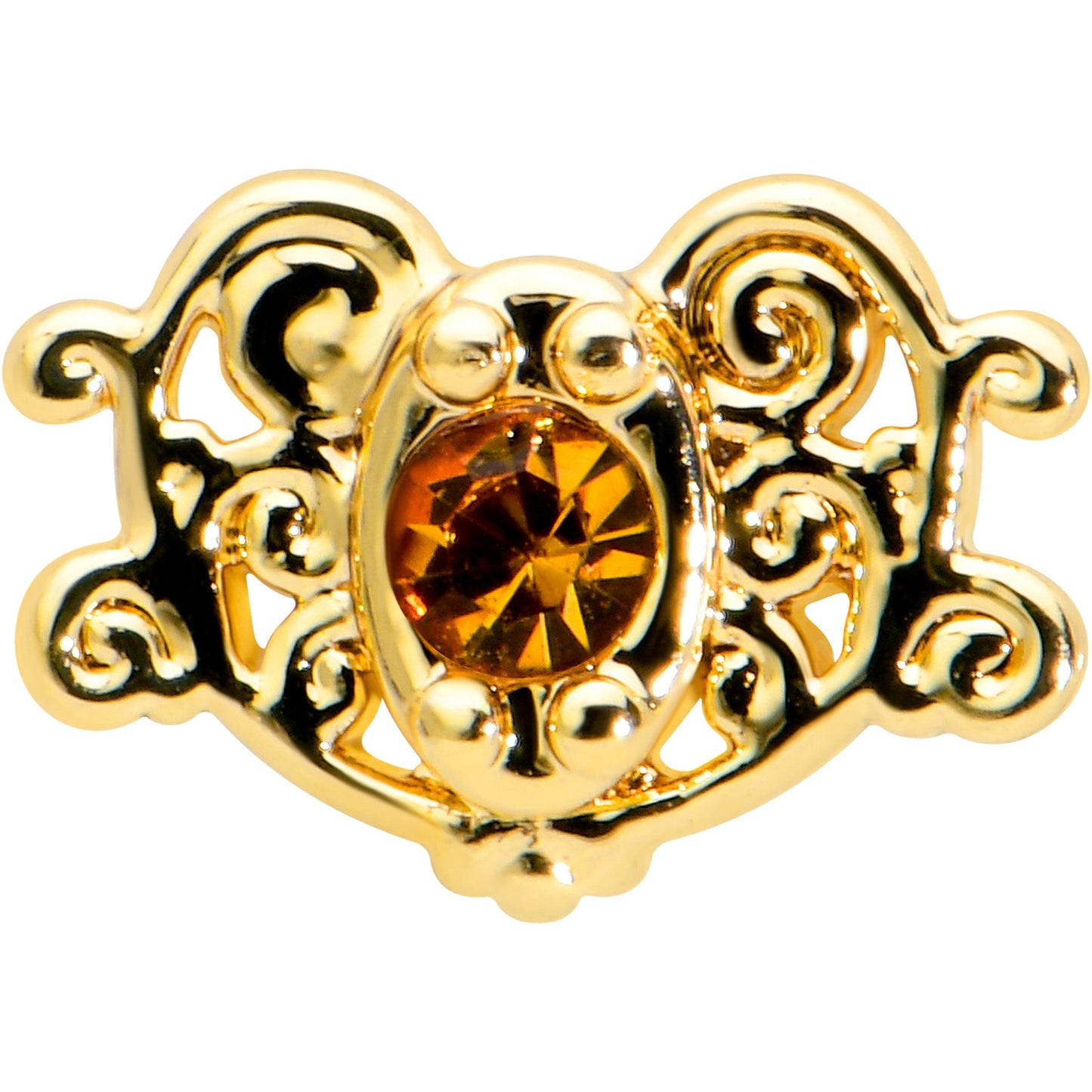 16G 5/16 Yellow Gem Gold Tone Duet Scroll Labret Monroe Tragus