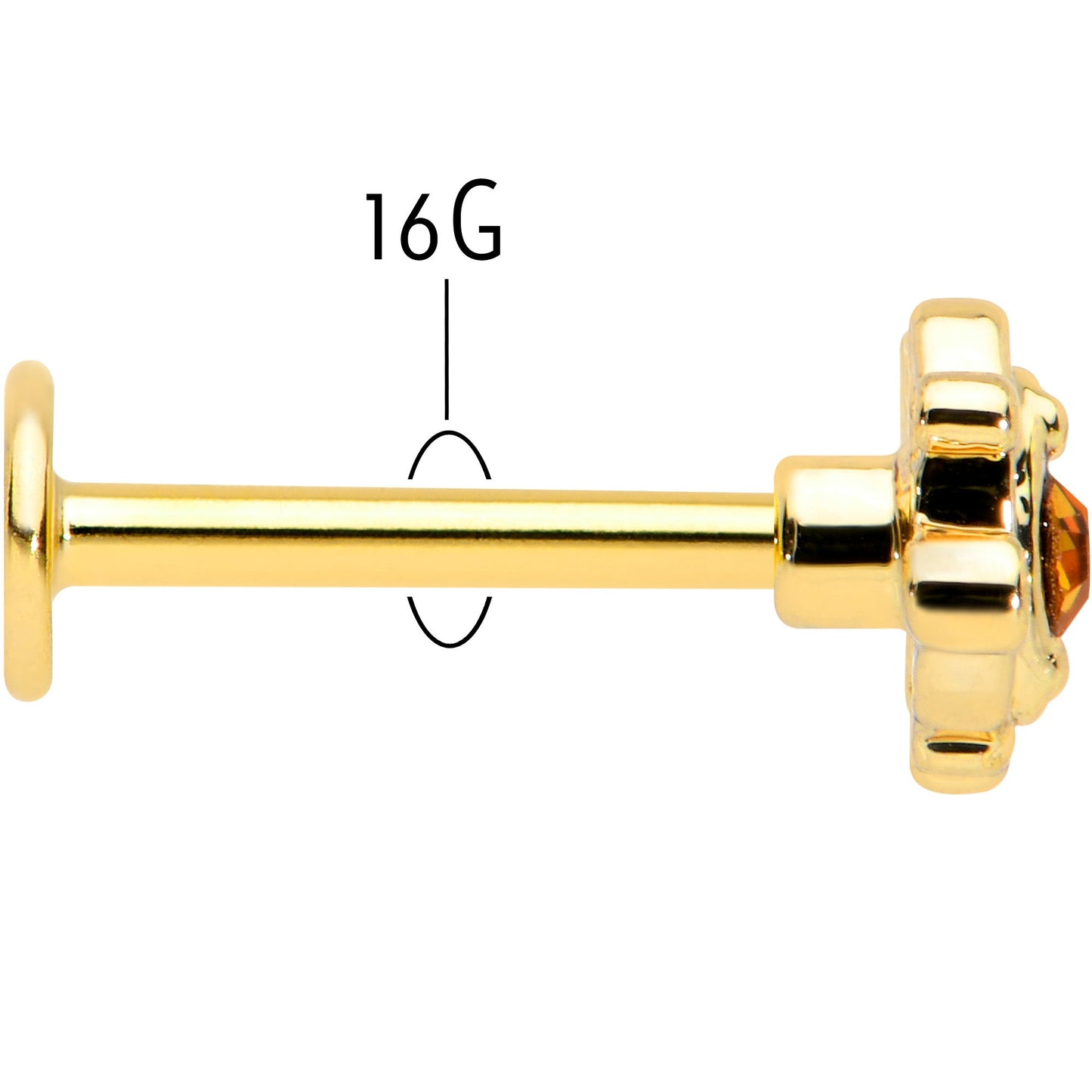 16G 5/16 Yellow Gem Gold Tone Duet Scroll Labret Monroe Tragus