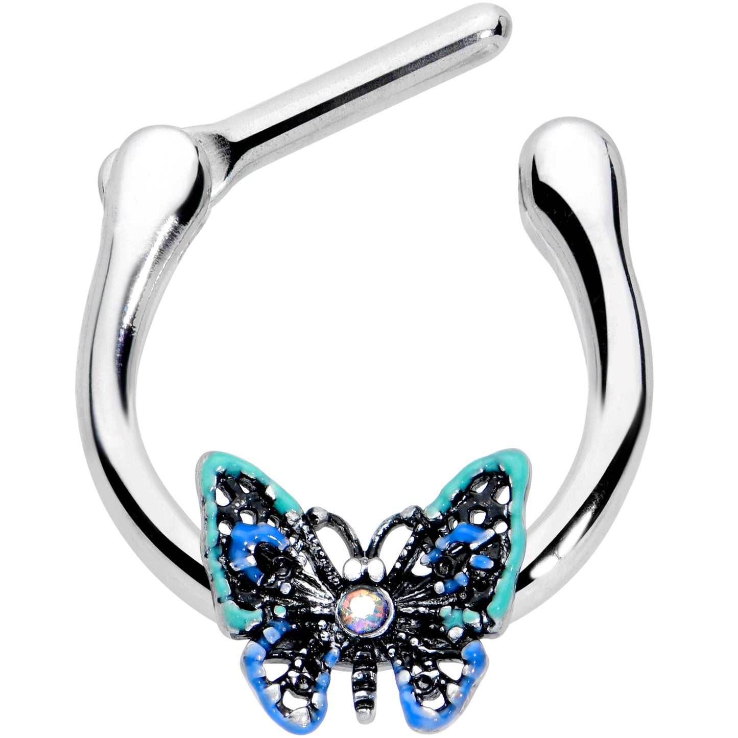 16G 5/16 Aurora Gem Colorful Butterfly Glam Cartilage Clicker