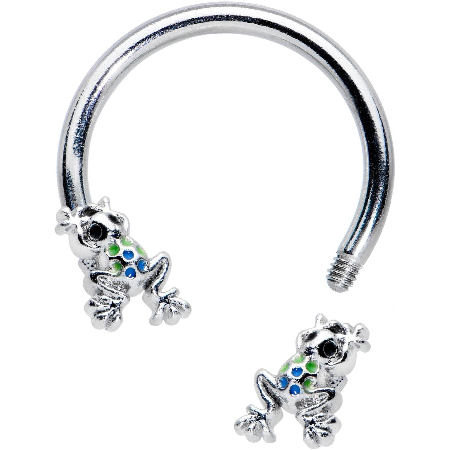 16G 3/8 Black Gem Polka Dot Frogs Horseshoe Circular Barbell