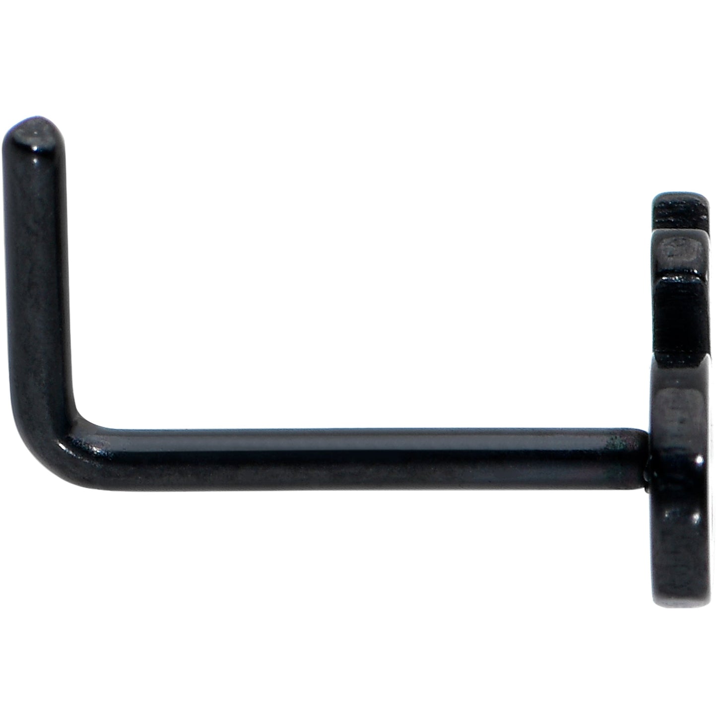 20G 1/4 Black Anodized Skull Halloween L Shape Nose Ring