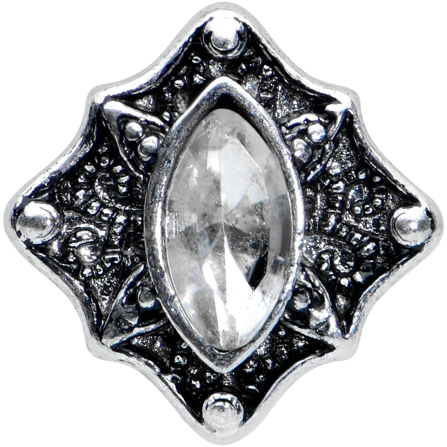 16G 5/16 Clear Gem Retro Rhombus Labret Monroe Tragus