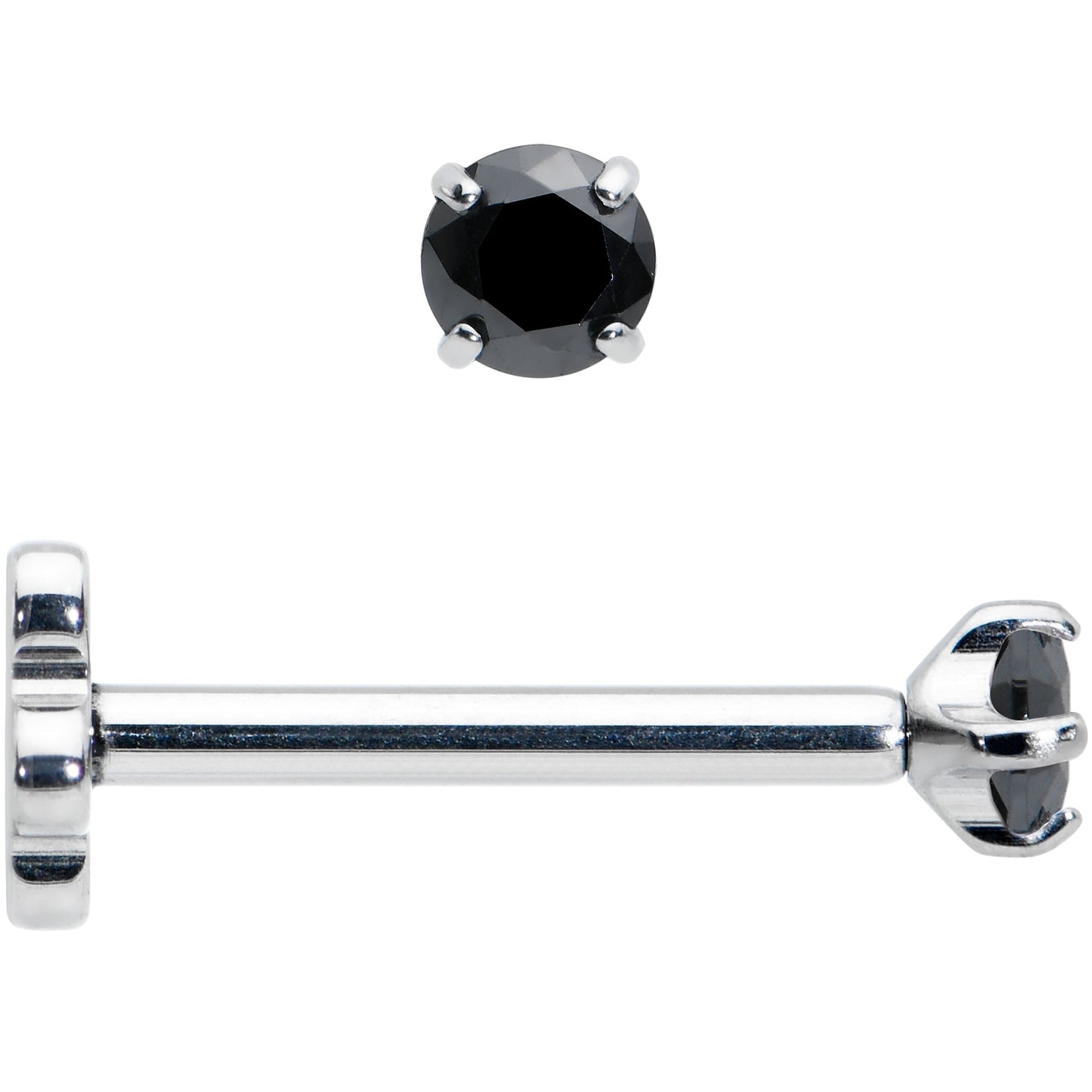 18G 5/16 Black CZ G23 Titanium Threadless Flower Labret Tragus