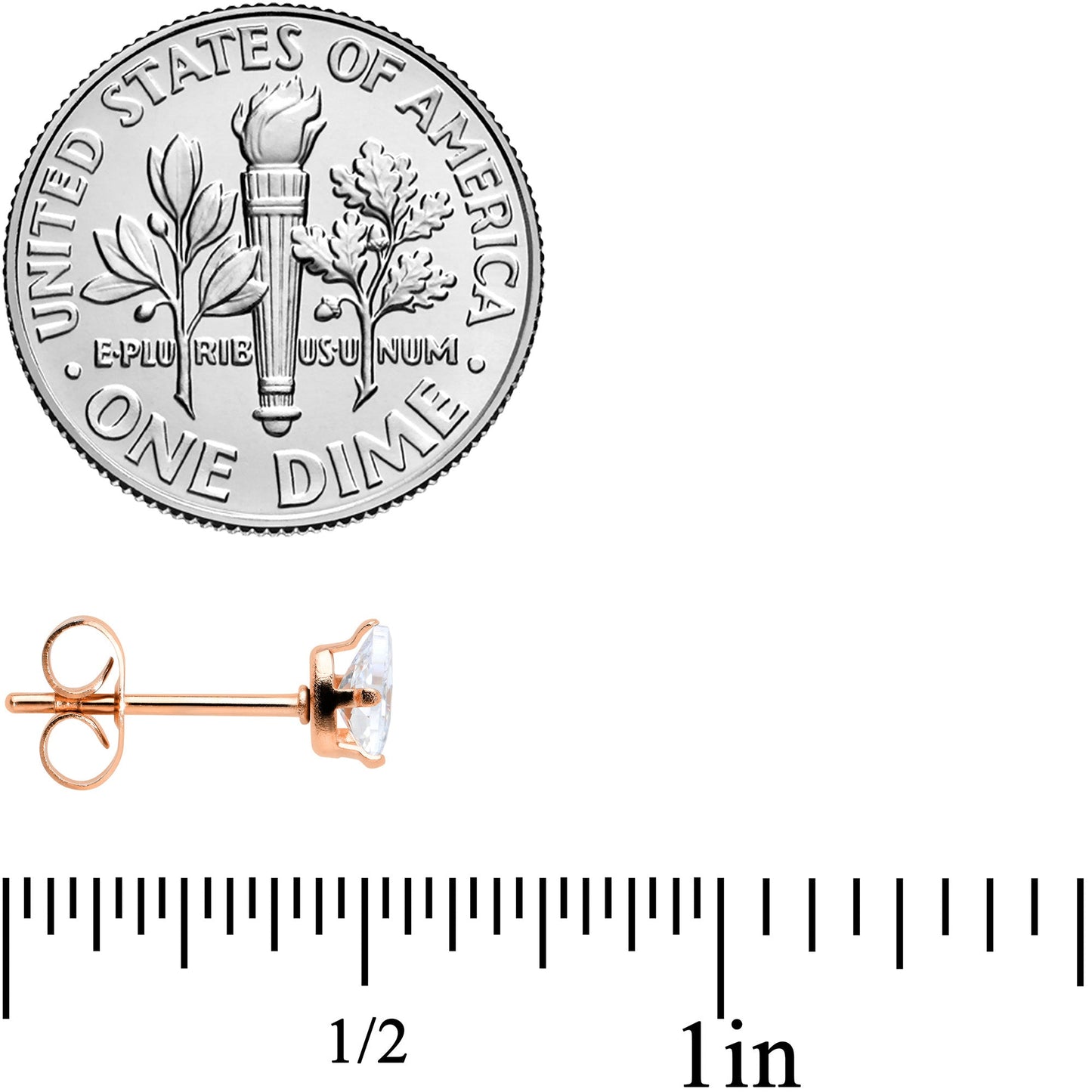 CZ Teardrop Clear Rose Gold Tone Stainless Steel Stud Earrings 3mm to 7mm
