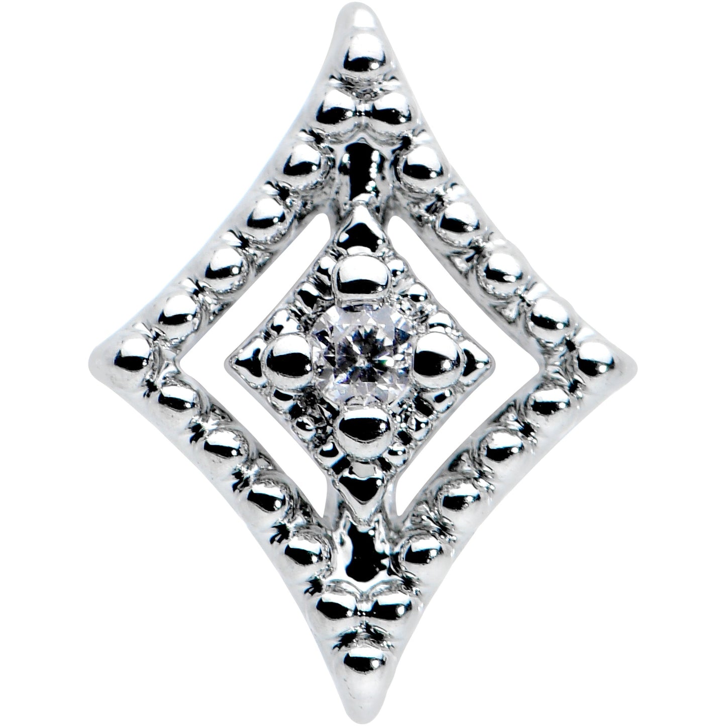 16G 1/4 Clear Gem Deco Textured Rhombus Labret Monroe Tragus