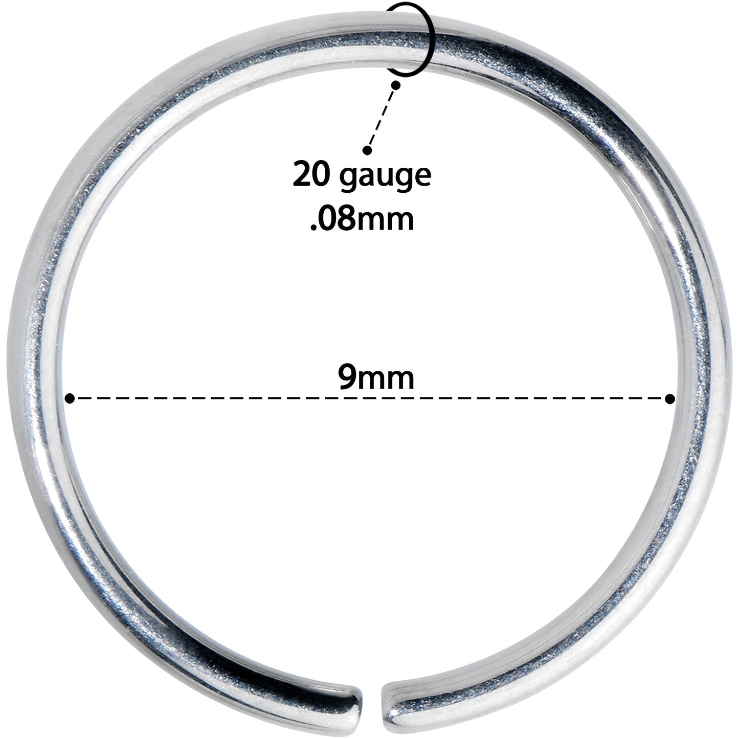 20G 9mm Grade 23 Titanium Bendable Hoop Ring