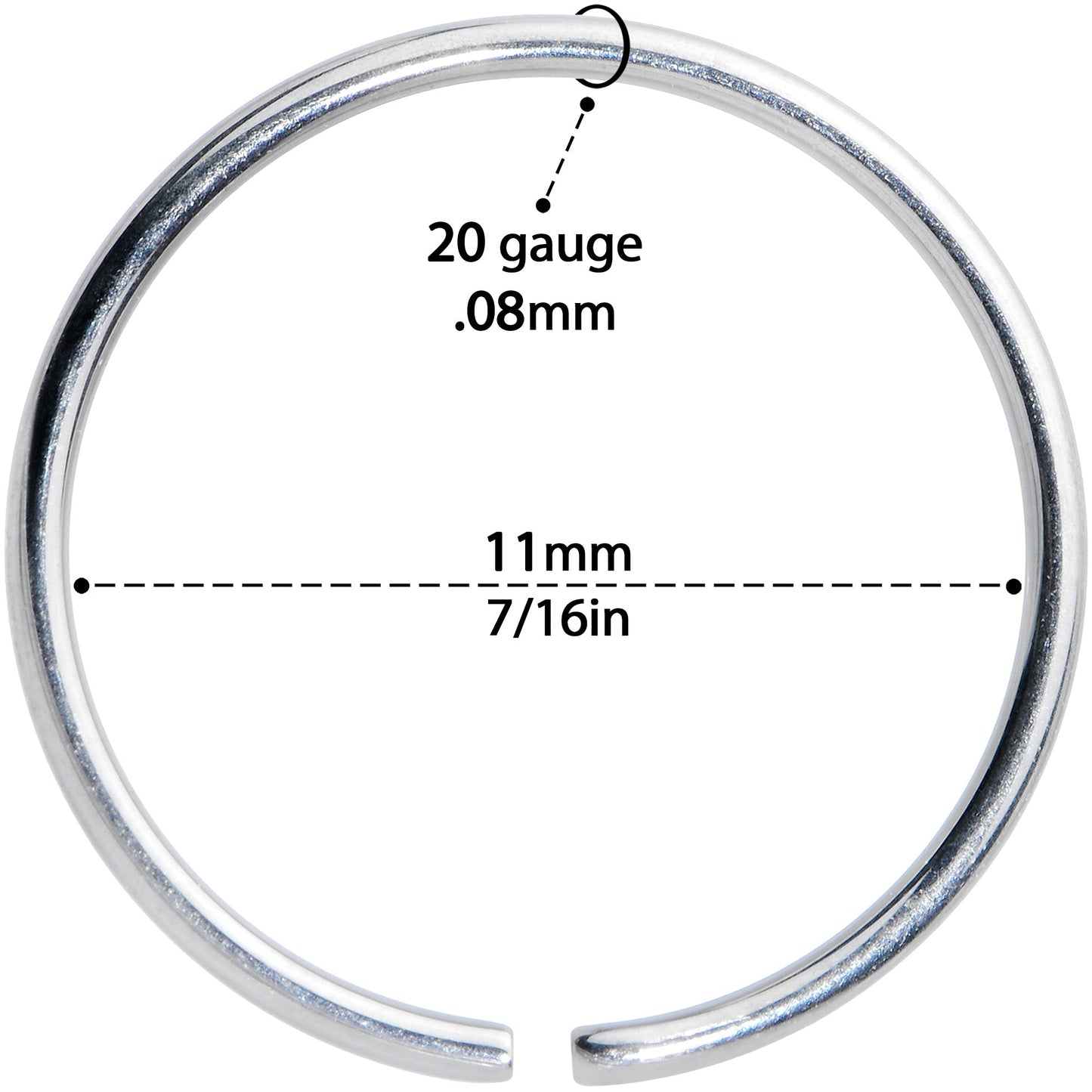 20G 7/16 Grade 23 Titanium Bendable Hoop Ring