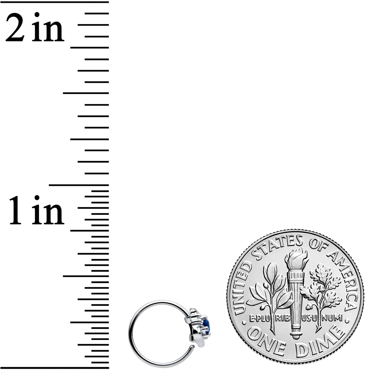 20G 5/16 Clear Blue Gem Oval Swirl Nose Hoop