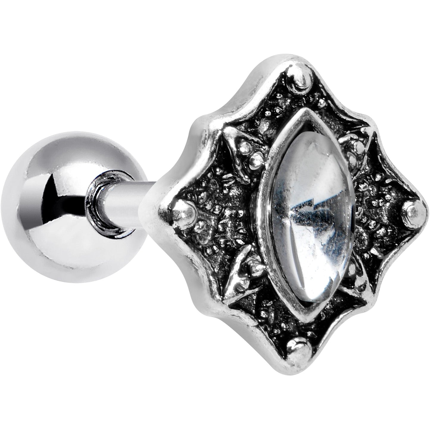 16G 1/4 Clear Gem Rhombus Retro Cartilage Tragus Earring
