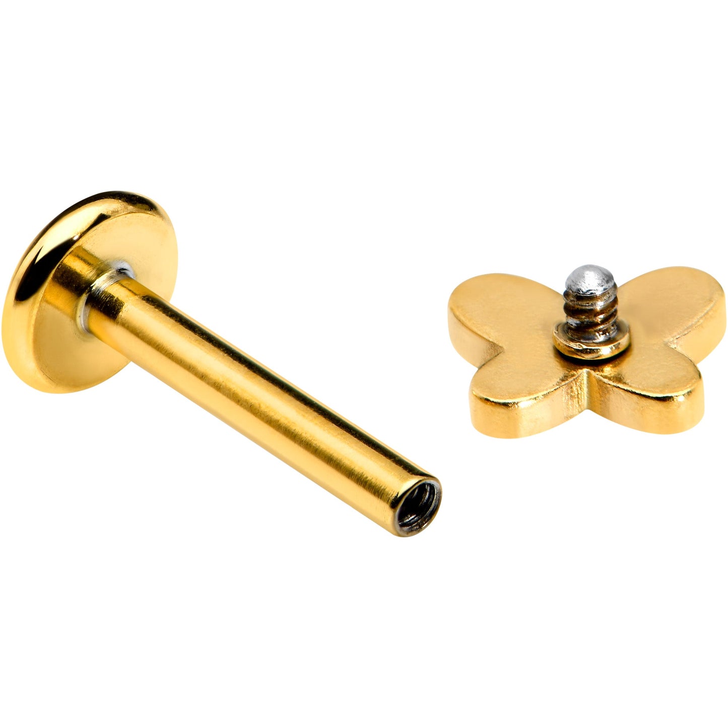 16G 5/16 Gold Tone Simple Butterfly Internal Thread Labret Tragus