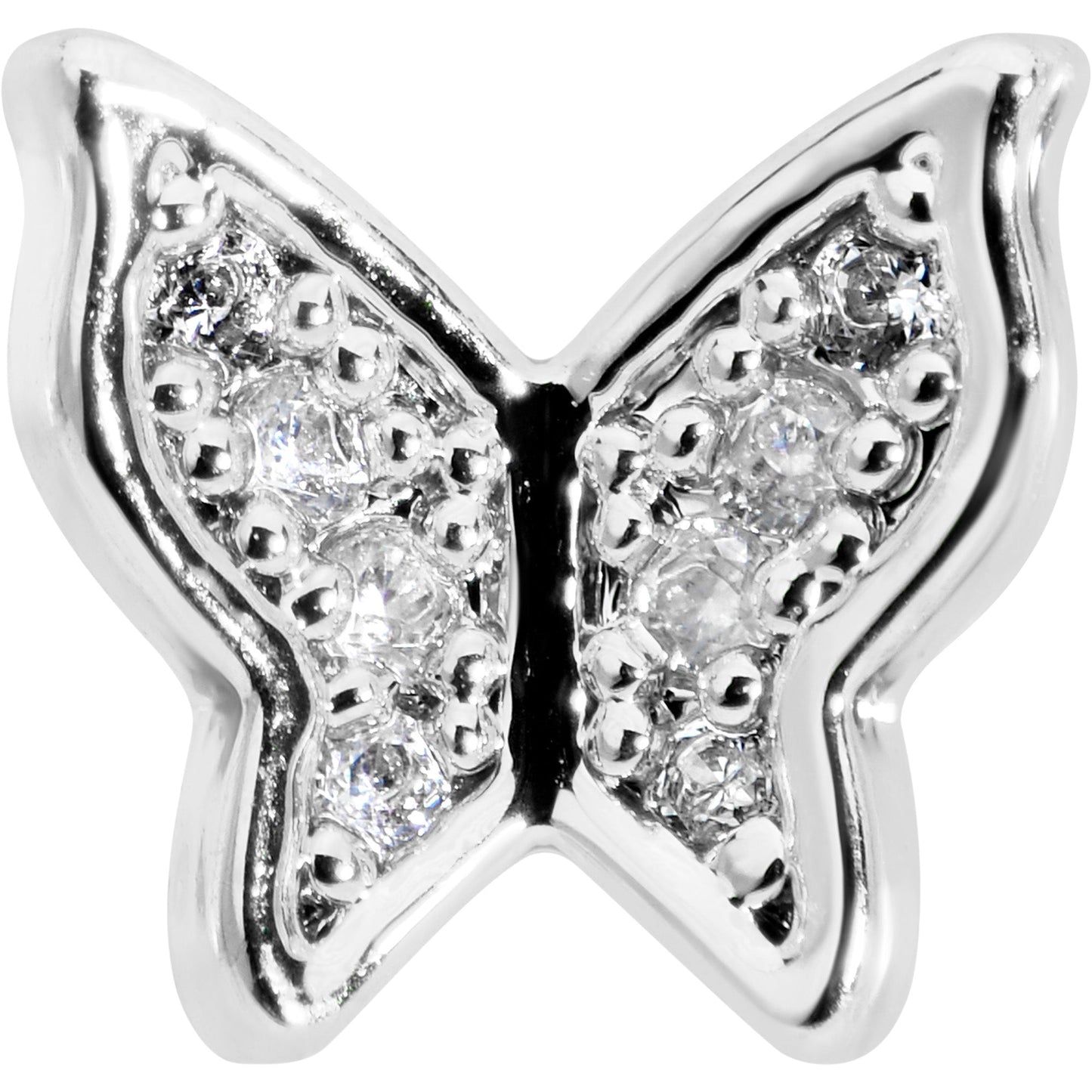 16G 5/16 Clear Gem Butterfly Internally Threaded Labret Tragus