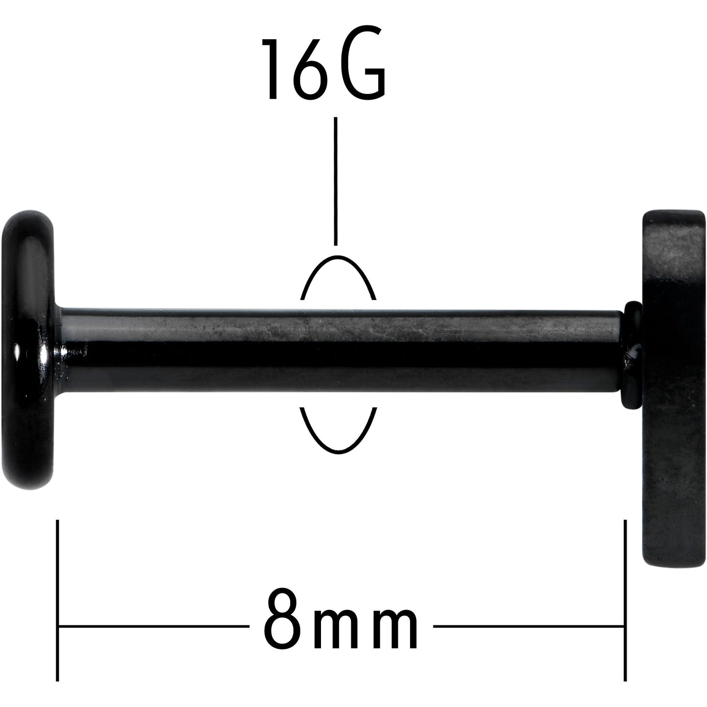 16G 5/16 Black Simple Heart Internally Threaded Labret Tragus