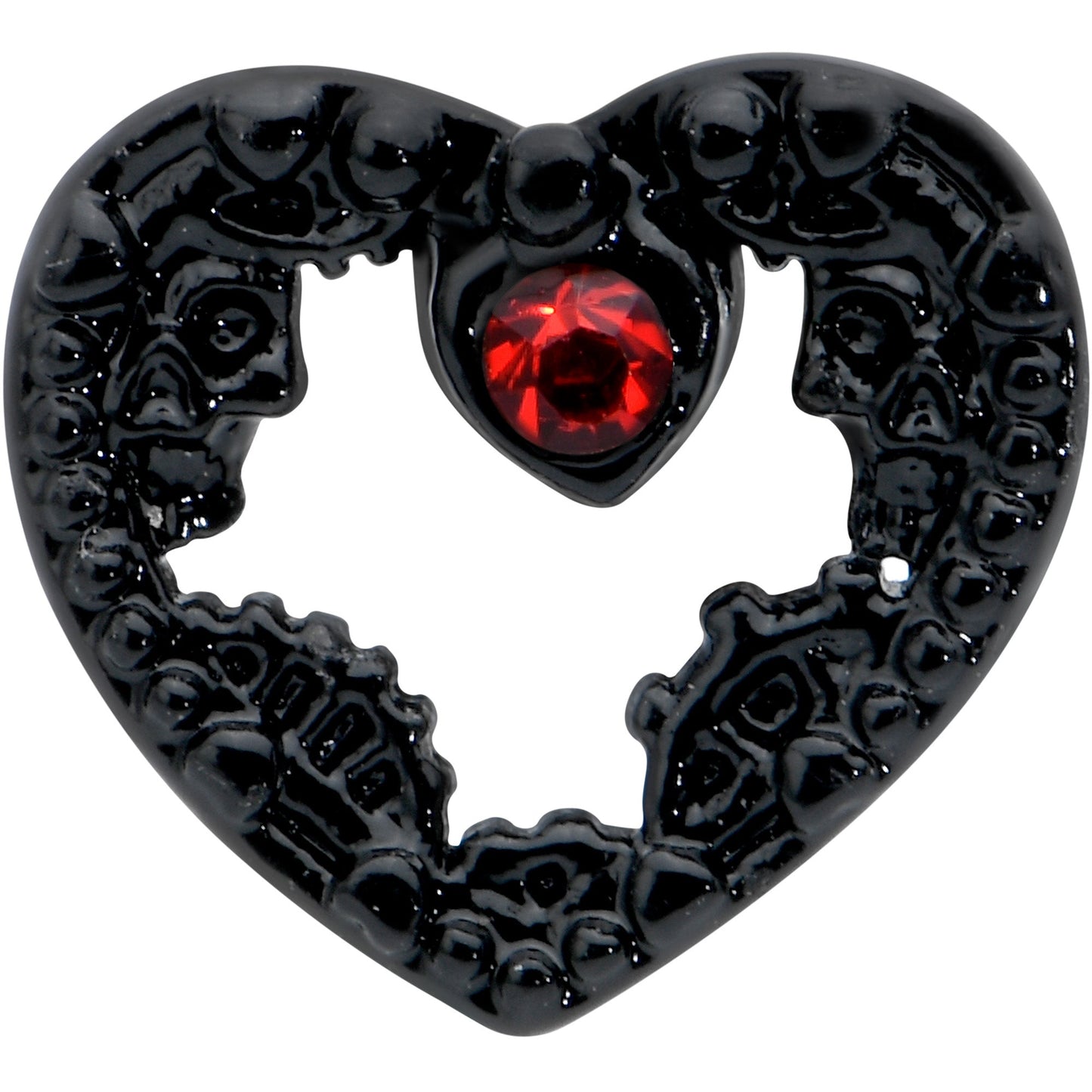 16G 1/4 Red Gem Black Steampunk Skull Cartilage Tragus Earring