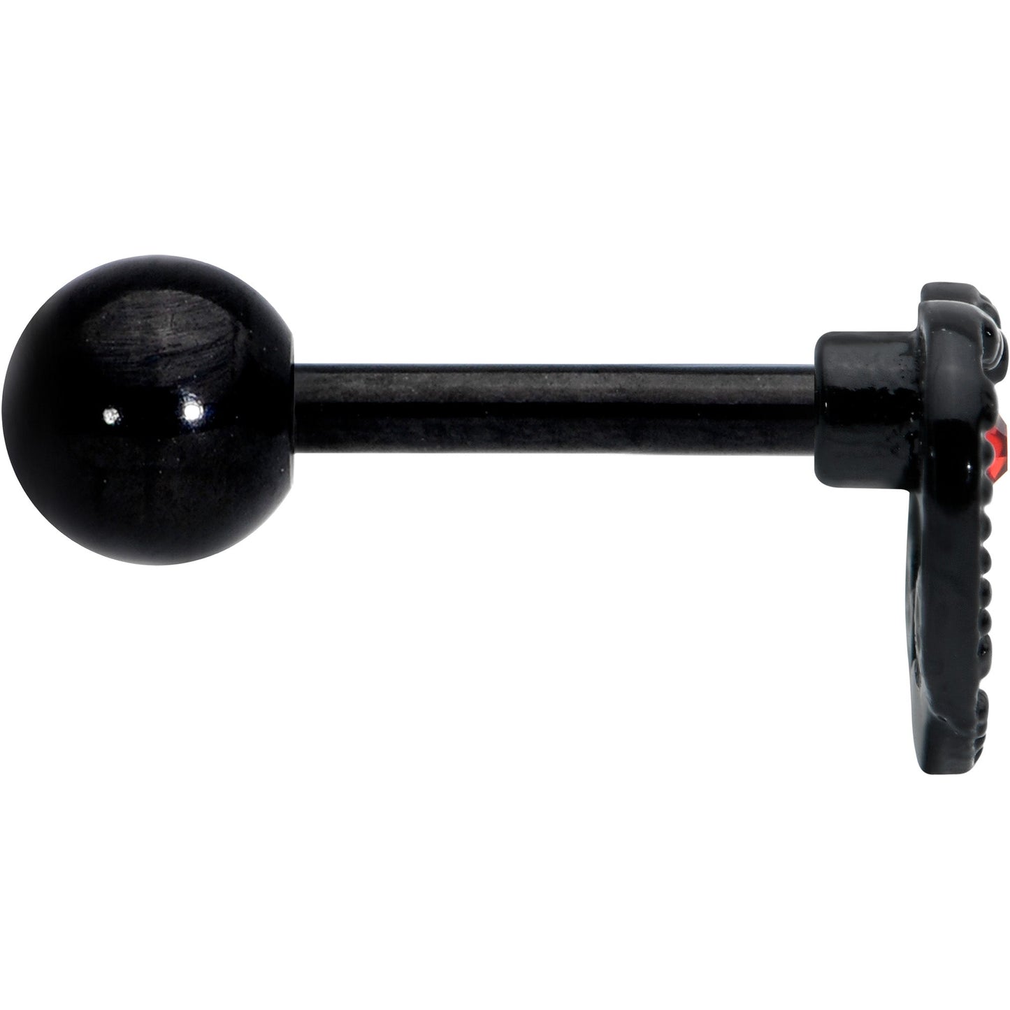 16G 1/4 Red Gem Black Steampunk Skull Cartilage Tragus Earring