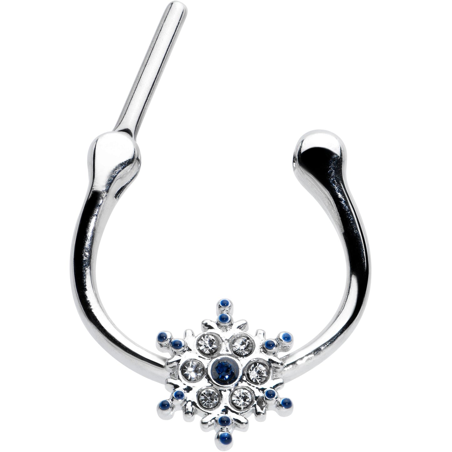 16G 5/16 Blue Gem Festive Snowflake Christmas Cartilage Clicker