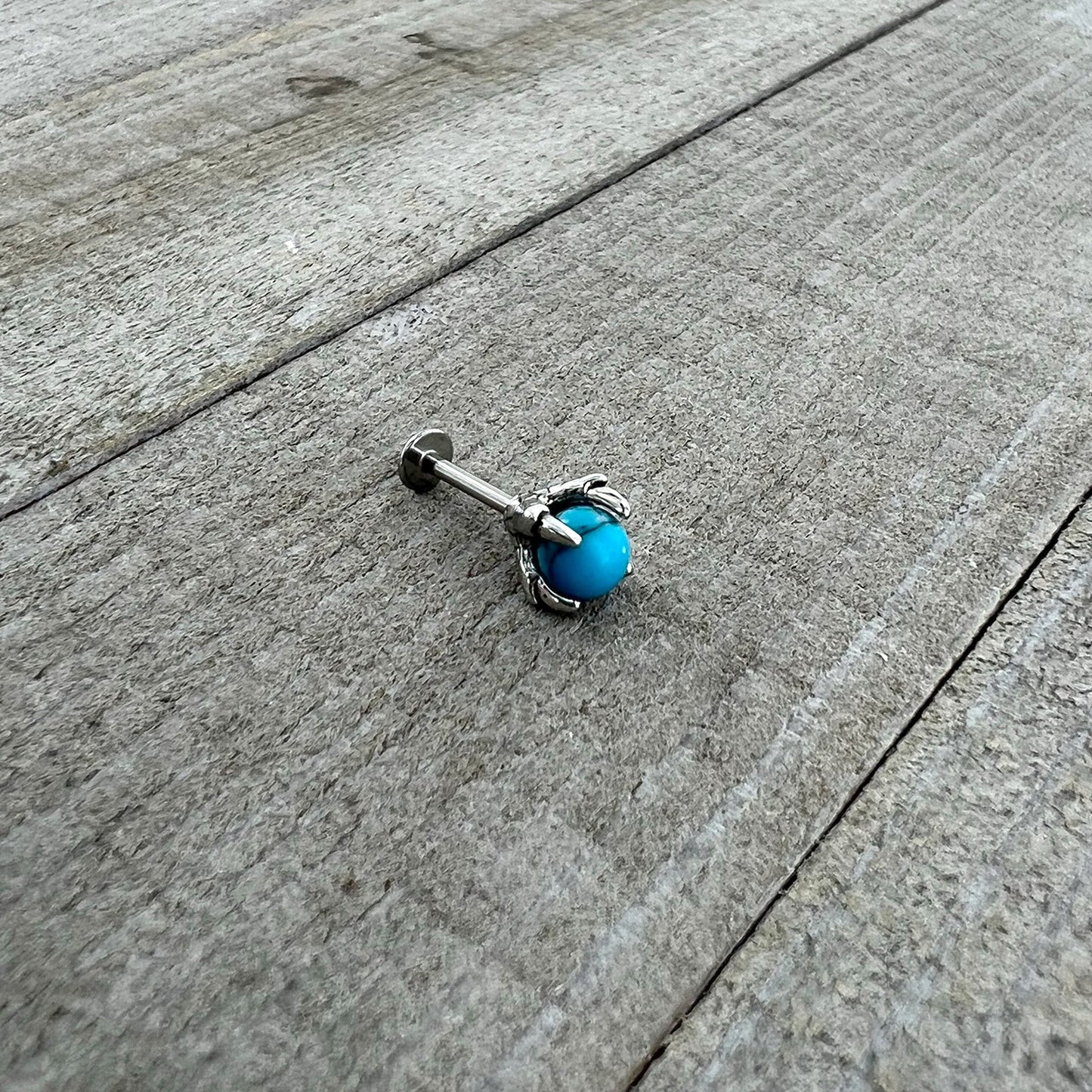 16G 5/16 Blue Turquoise Claw Hand Labret Monroe Tragus