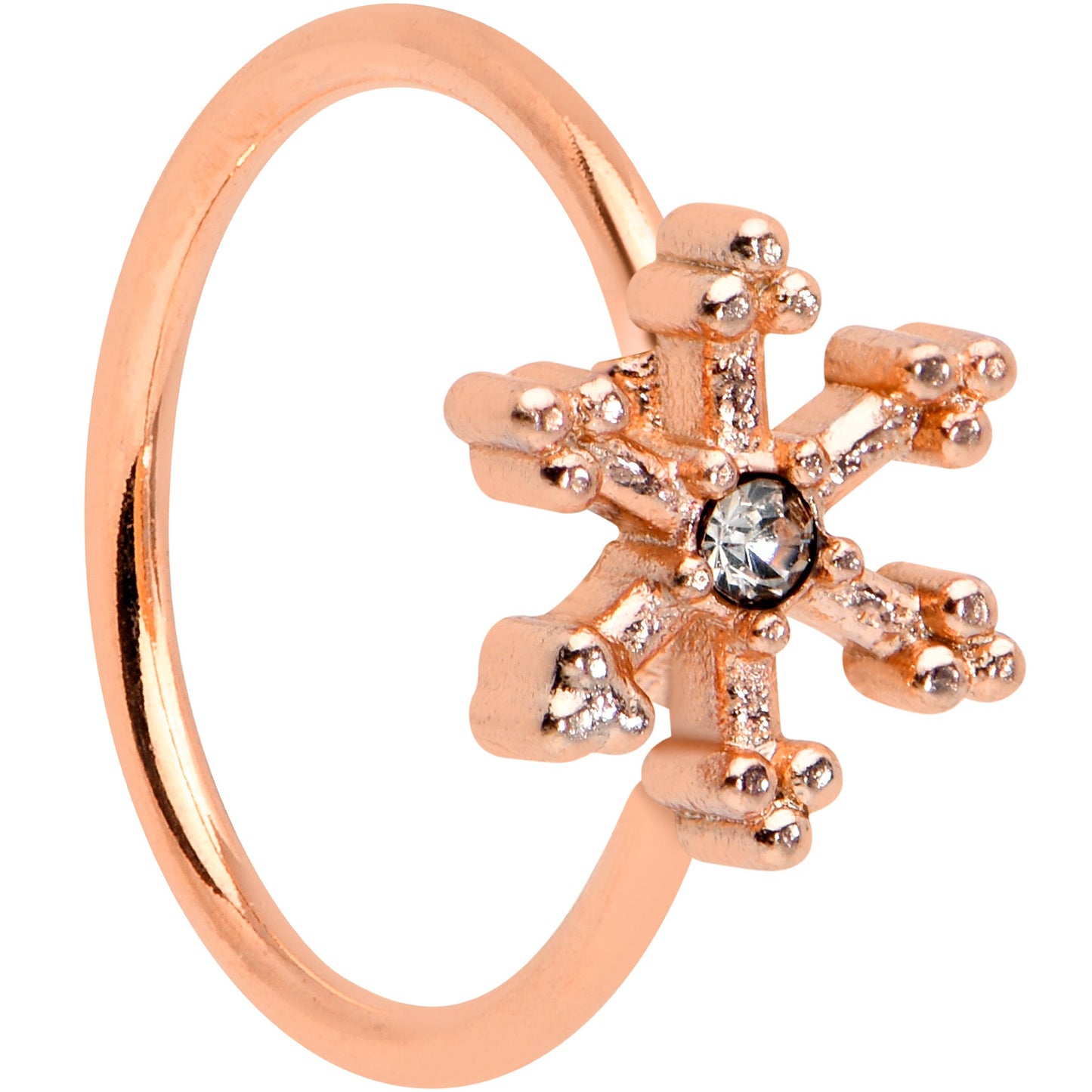 20G 5/16 Clear Gem Rose Gold Tone Sweet Snowflake Nose Hoop
