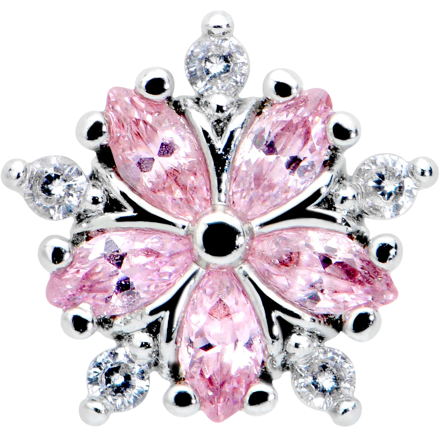 16G 1/4 Pink CZ Gem Floral Burst Cartilage Tragus Earring