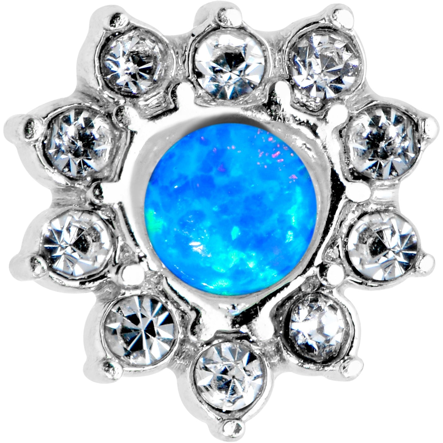 20G 7mm Blue Faux Opal Heart Sun L Shape Nose Ring
