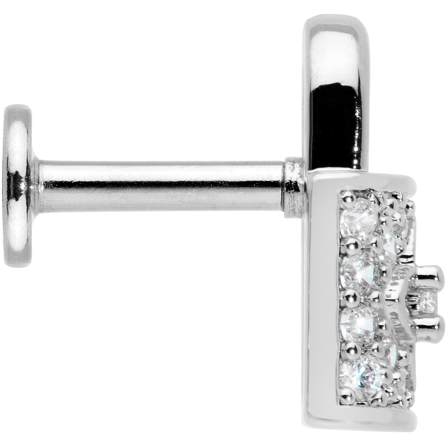 16G 1/4 Clear CZ Gem Lock It Up Labret