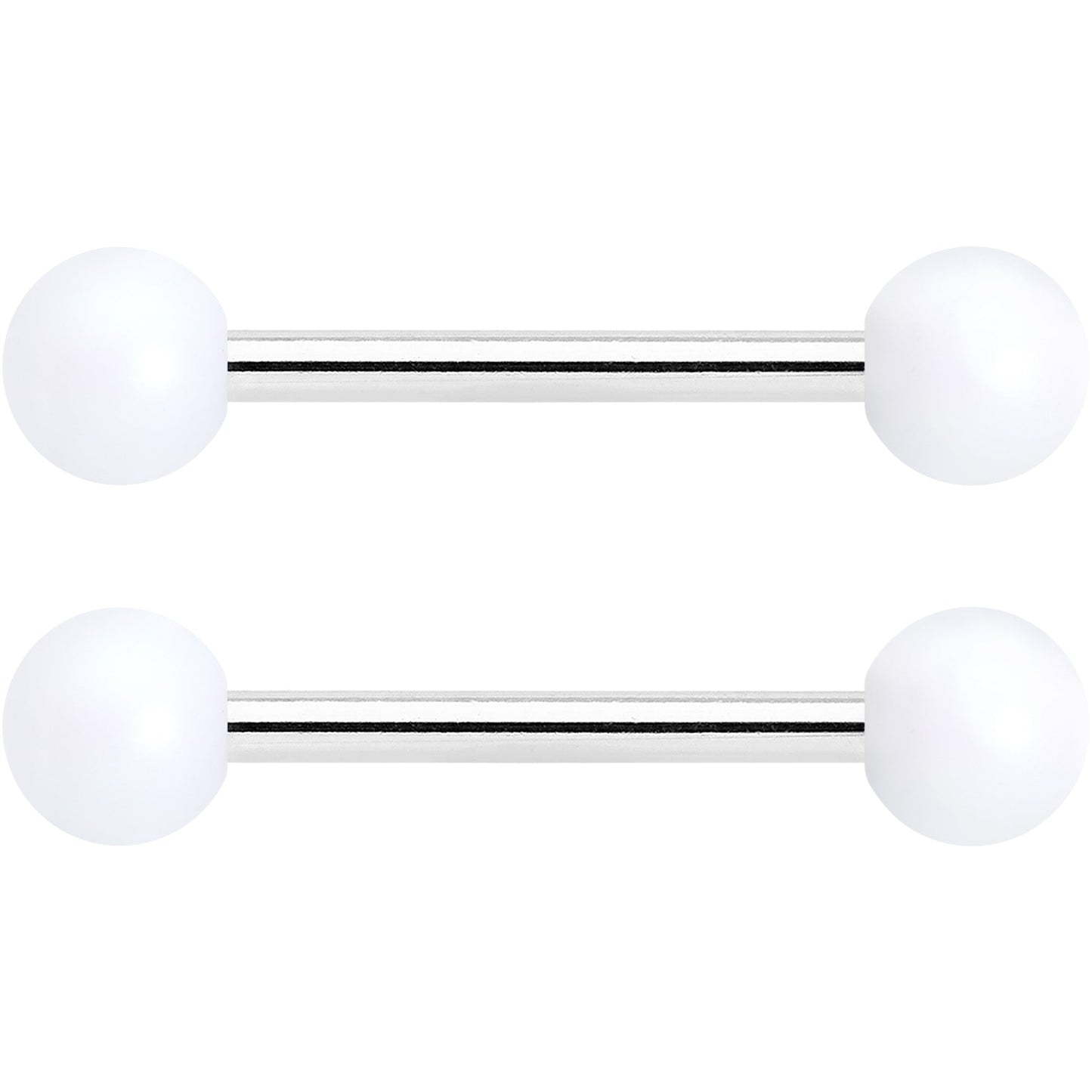 14G 9/16 Matte White Aurora Barbell Nipple Ring Set