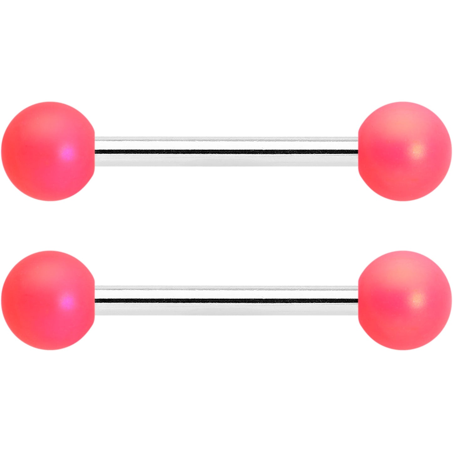 14G 9/16 Matte Pink Aurora Barbell Nipple Ring Set