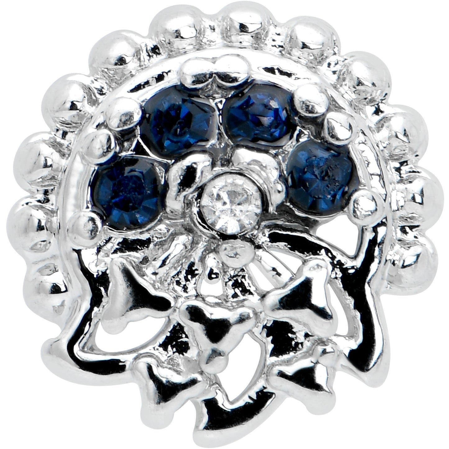 16G 5/16 Blue Clear Gem Abstract Arch Labret Monroe Tragus