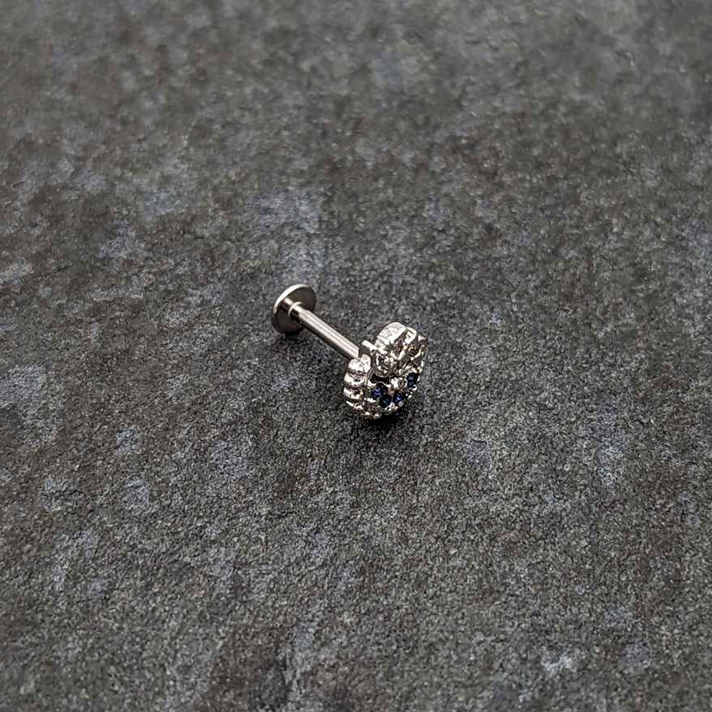 16G 5/16 Blue Clear Gem Abstract Arch Labret Monroe Tragus