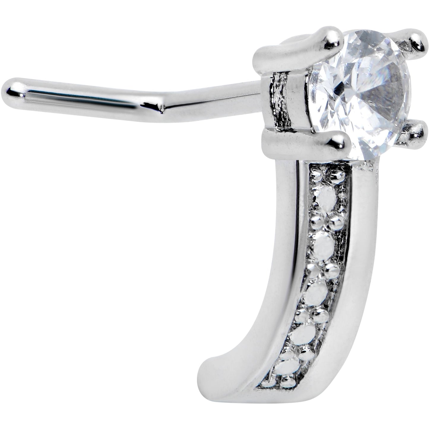 20G 1/4 Clear Gem Texture Glam Faux Hoop L Shape Nose Ring