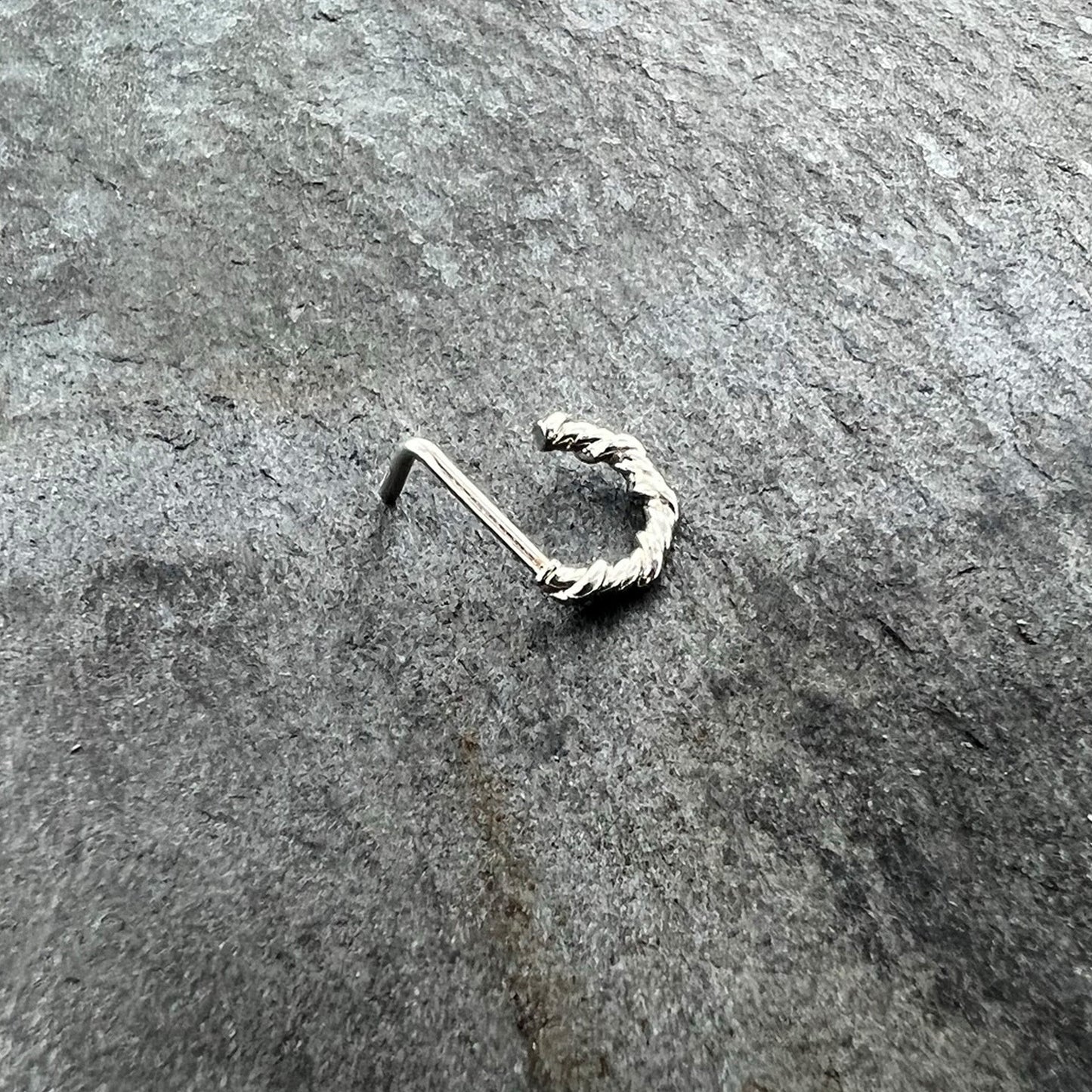 20G 1/4 Wicked Wire Faux Hoop L Shape Nose Ring
