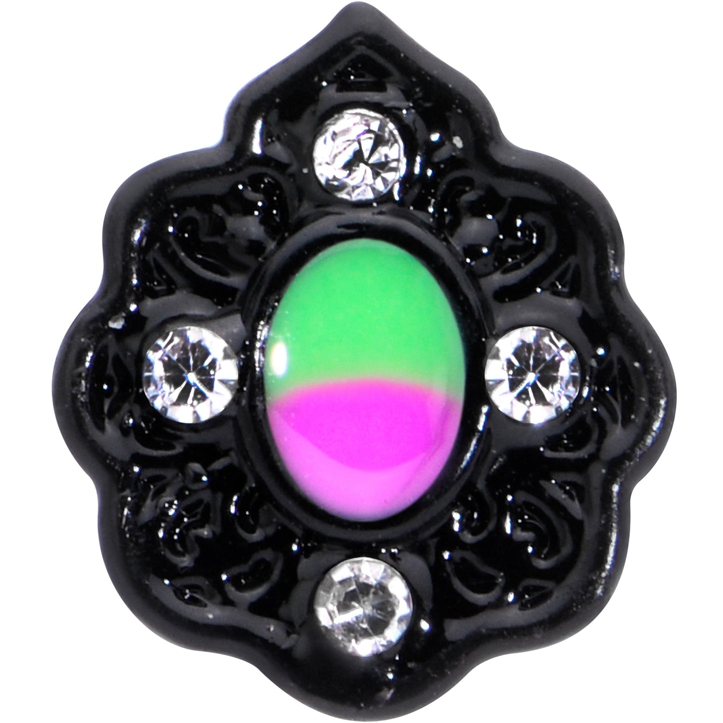 16G 1/4 CZ Faux Tourmaline Black Lacy Drop Labret