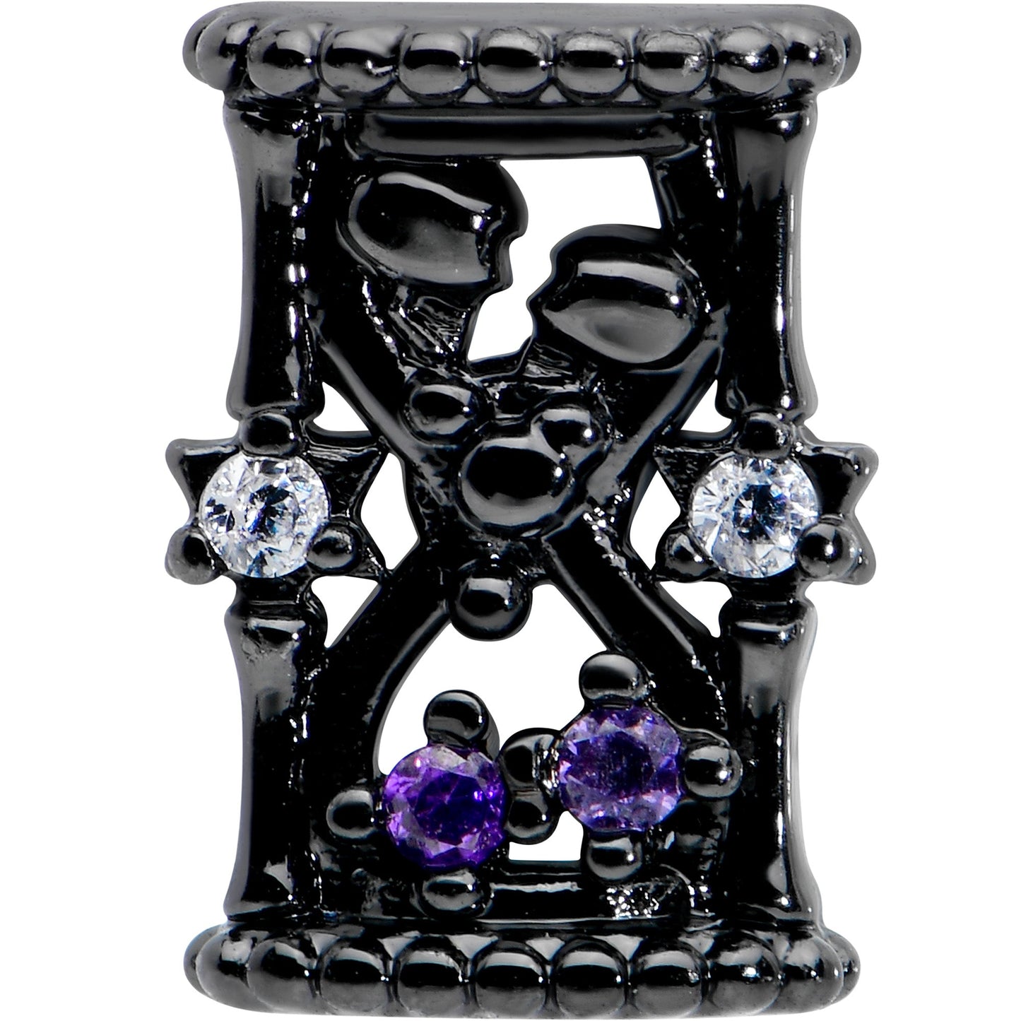 16G 1/4 Purple Gem Black Gothic Hourglass Cartilage Tragus Earring