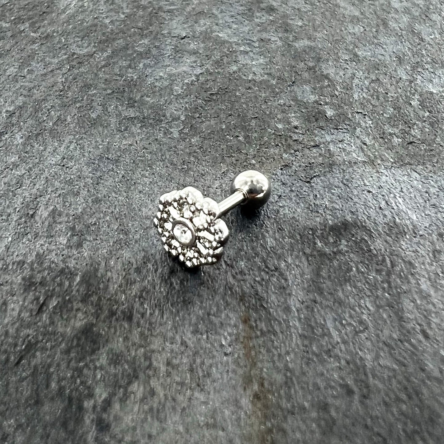 16G 1/4 Clear Gem Baroque Fabulous Flower Cartilage Tragus Earring