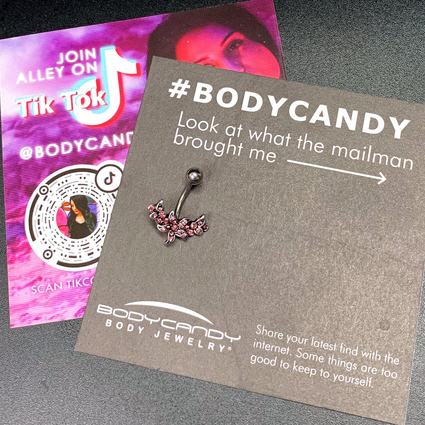 Pink Gem Flower Garland Belly Ring