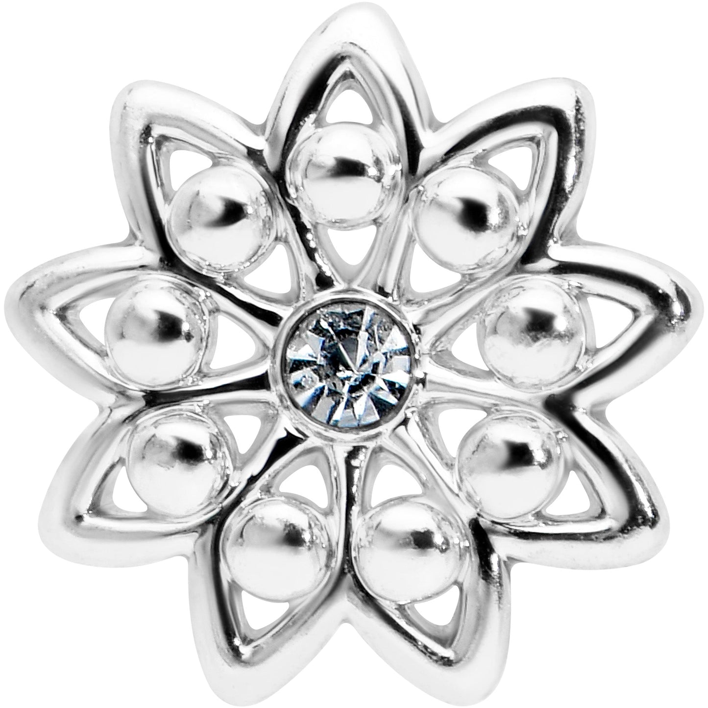 16G 5/16 Clear Gem Starry Flower Labret Monroe Tragus