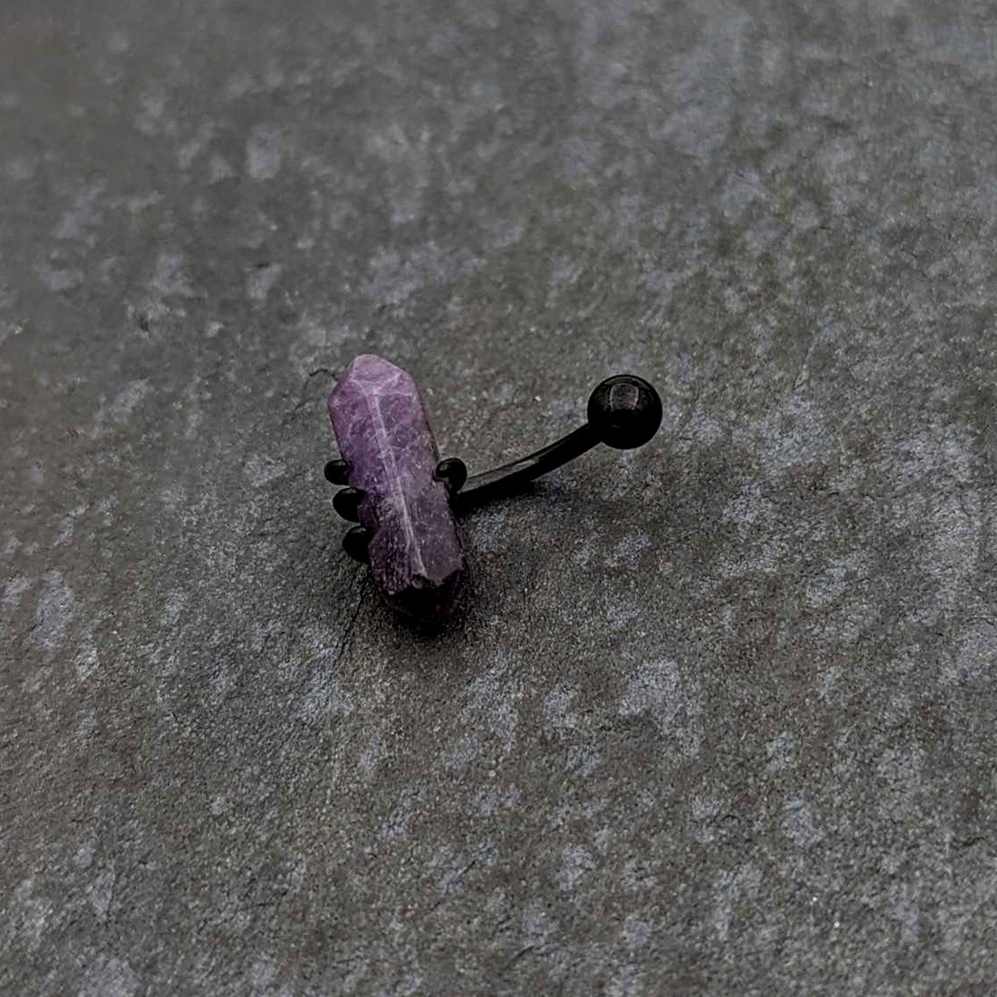 Purple Amethyst Stone Black Claw Belly Ring