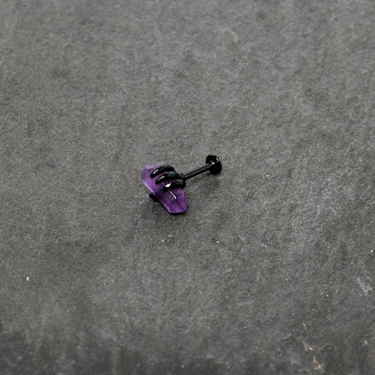16G 5/16 Purple Amethyst Black Claw Obelisk Labret Monroe Tragus
