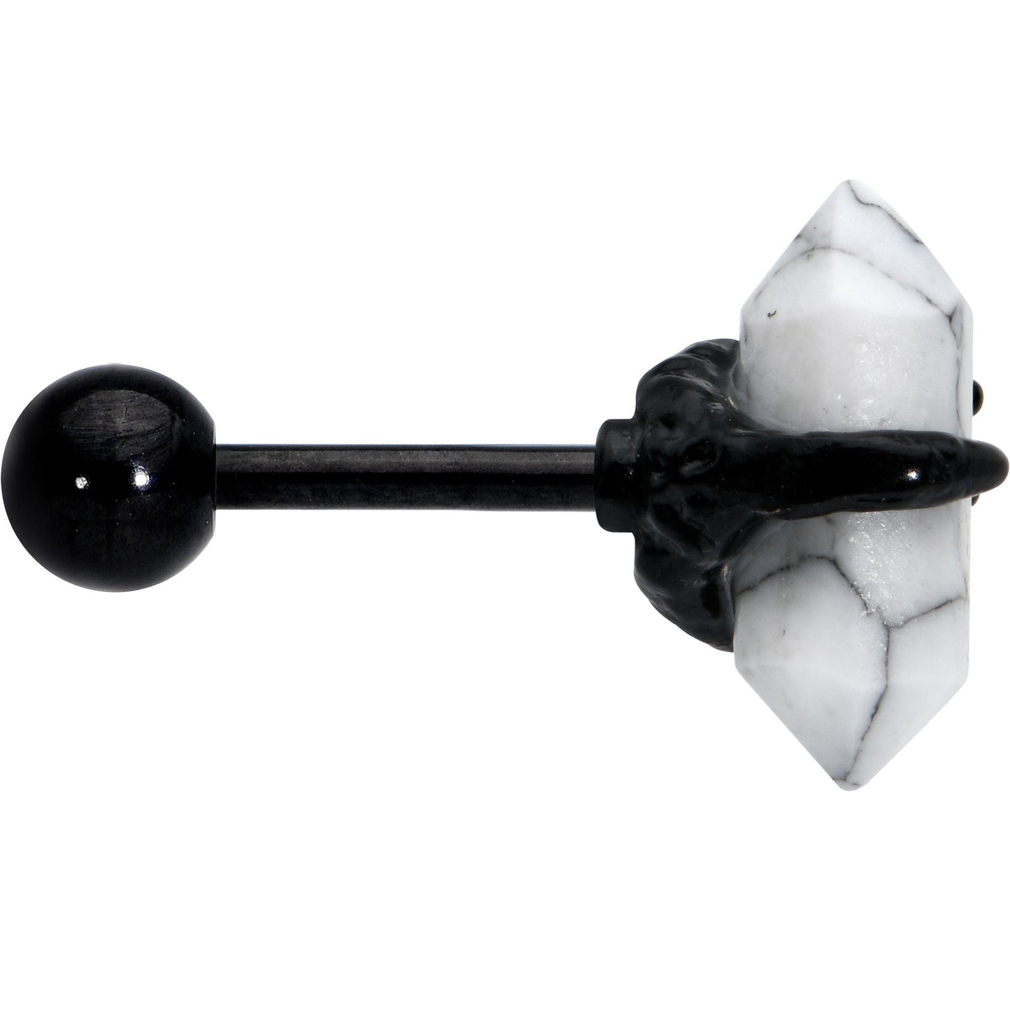 16G 1/4 White Howlite Black Claw Obelisk Cartilage Earring