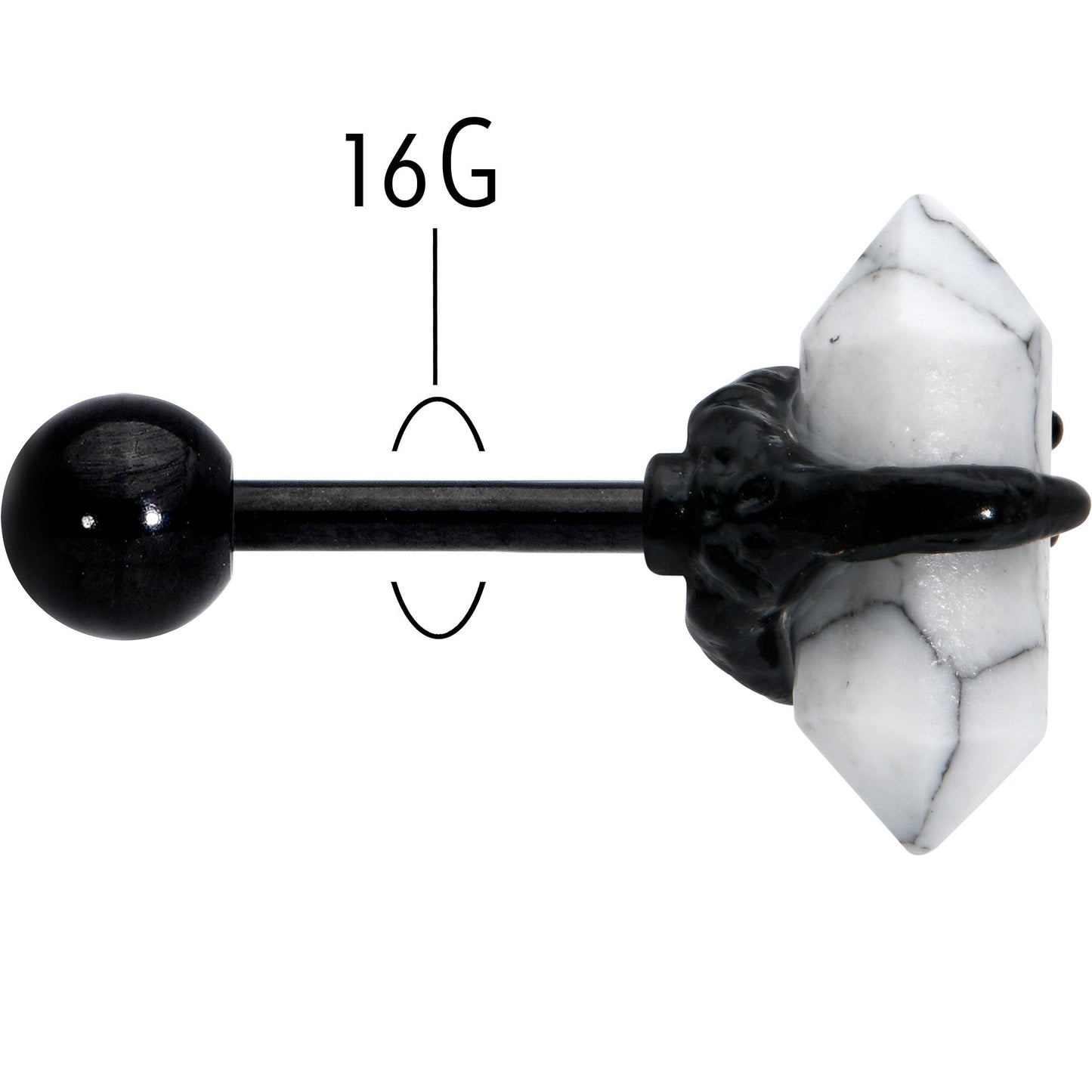 16G 1/4 White Howlite Black Claw Obelisk Cartilage Earring