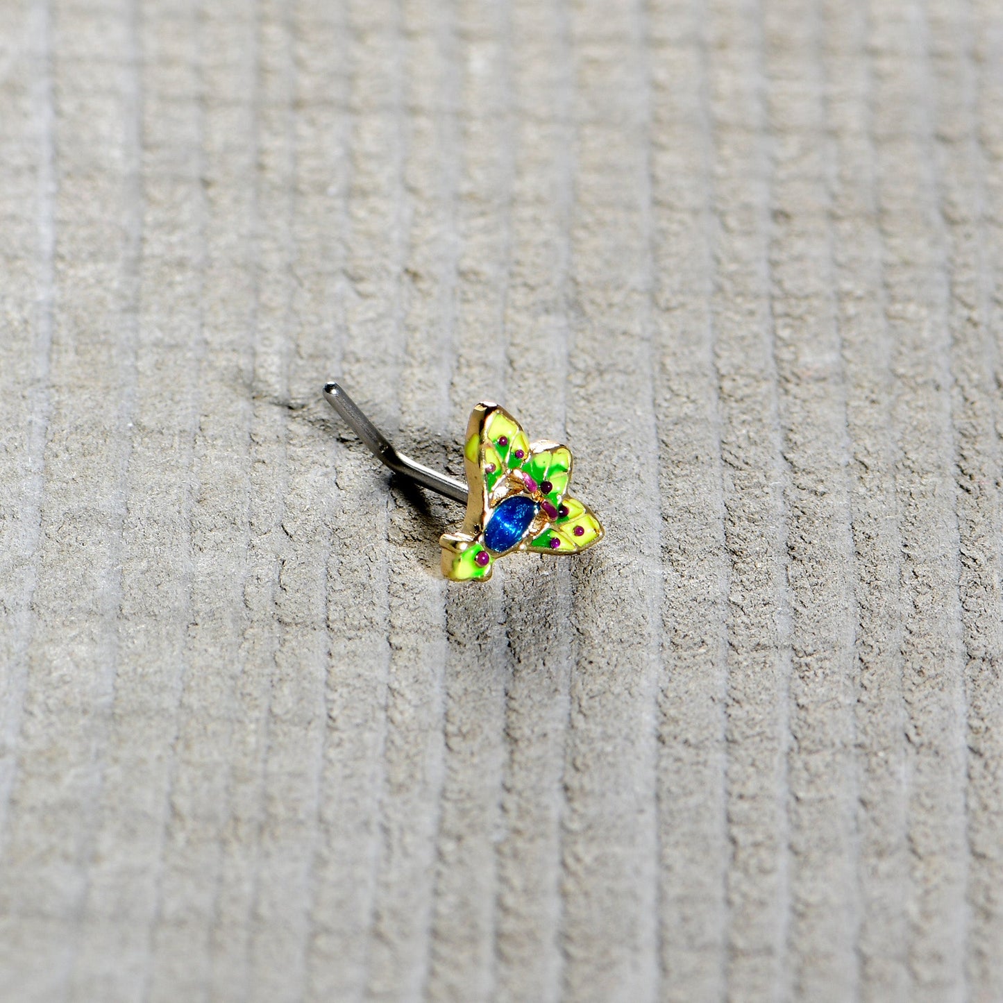 20G 7mm Blue Gem Tropic Fan L Shape Nose Ring