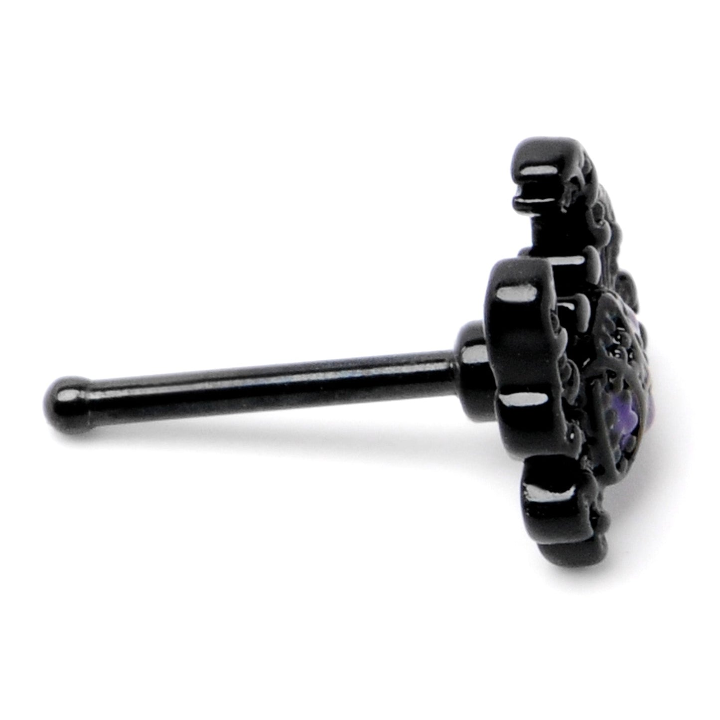 20G 1/4 Purple Gem Black Chic Crab Nose Bone