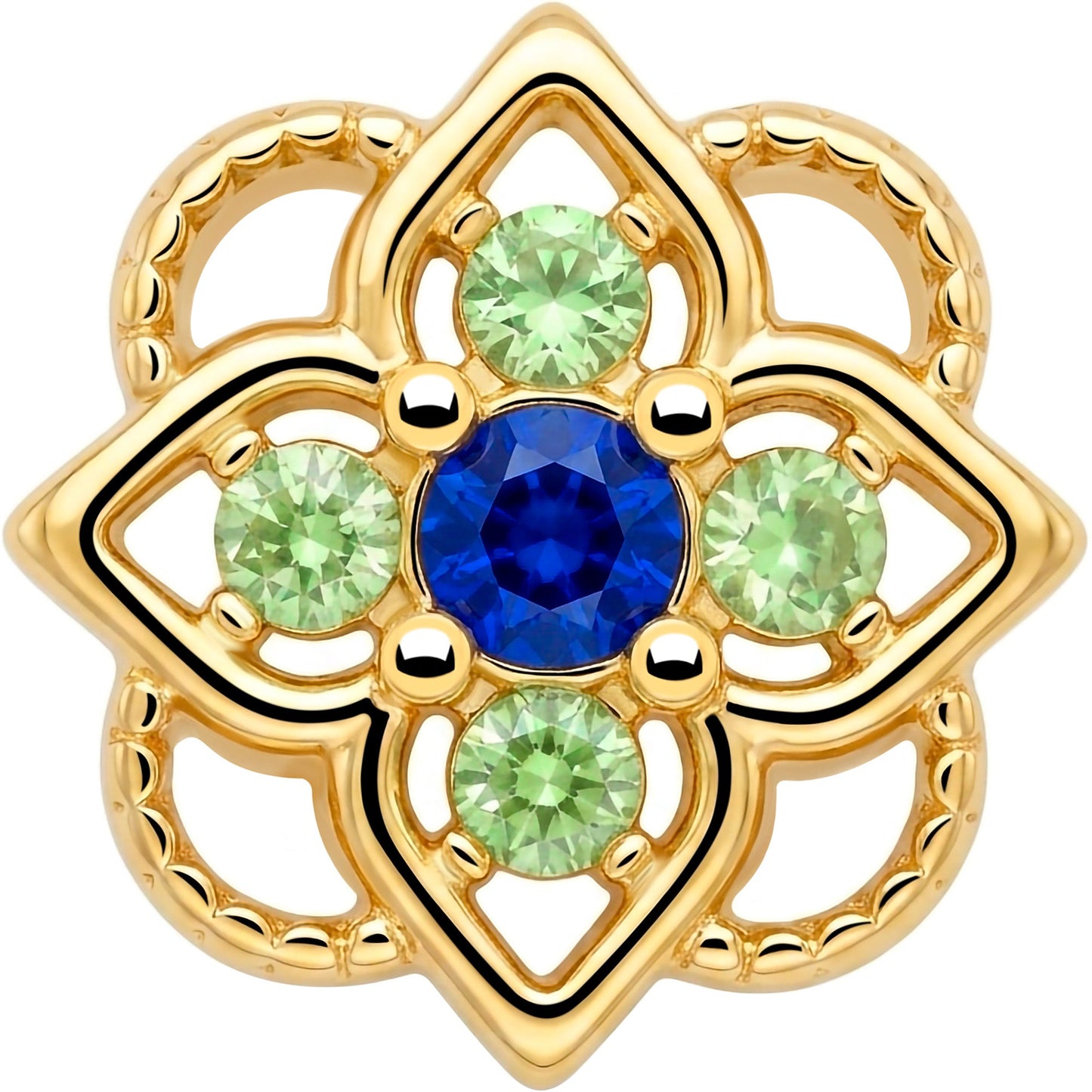 20G 1/4 Blue Gem Gold Tone Celtic Style Nose Bone