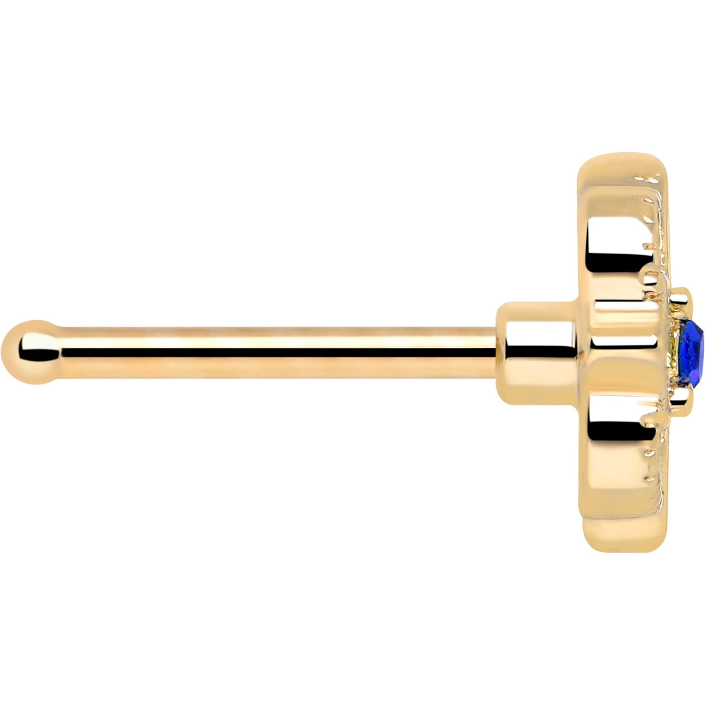 20G 1/4 Blue Gem Gold Tone Celtic Style Nose Bone