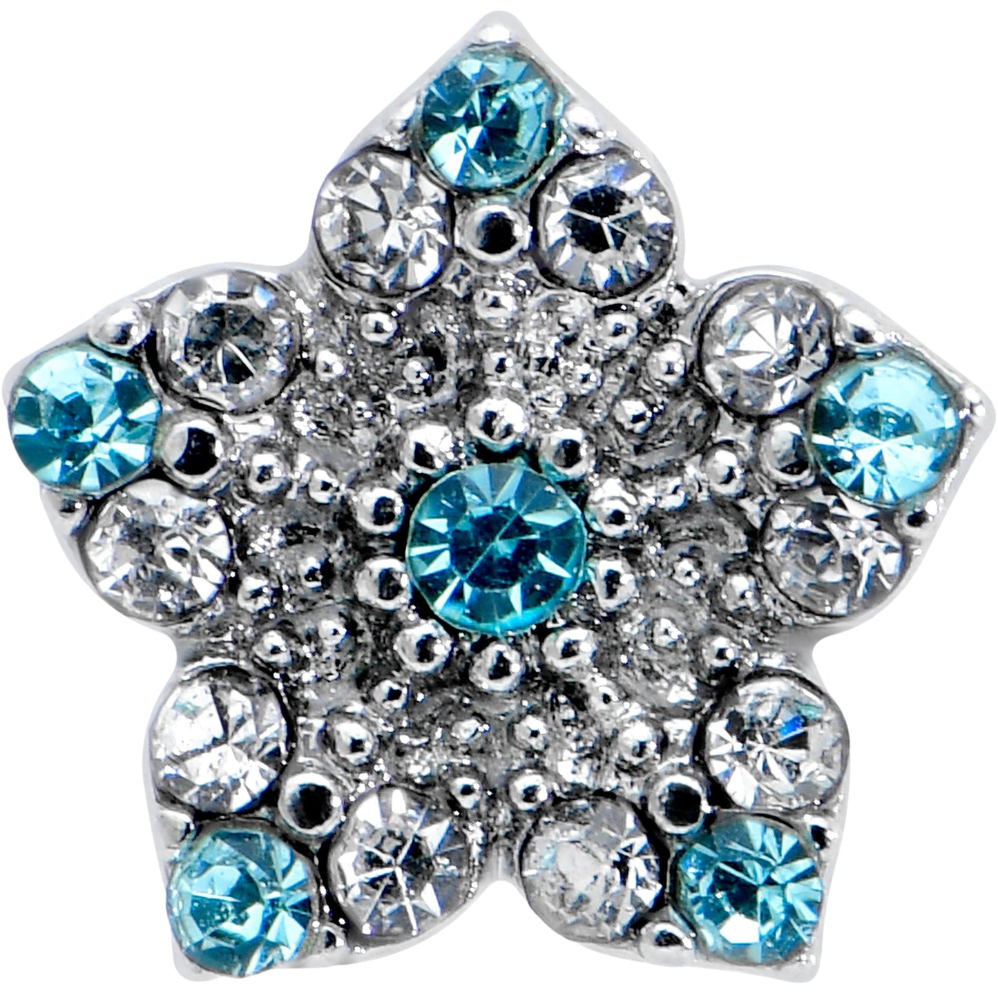 16G 5/16 Clear Blue Gem Opulent Flower Labret Monroe Tragus