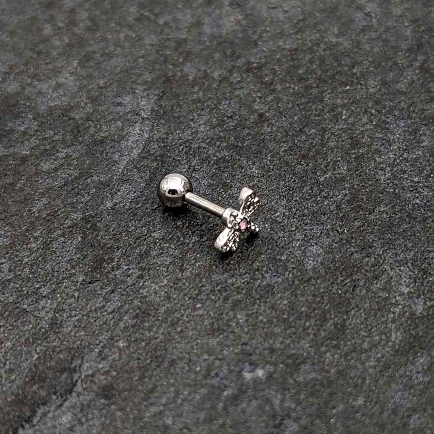 16G 1/4 Aurora Gem Ornate Dragonfly Cartilage Tragus Earring