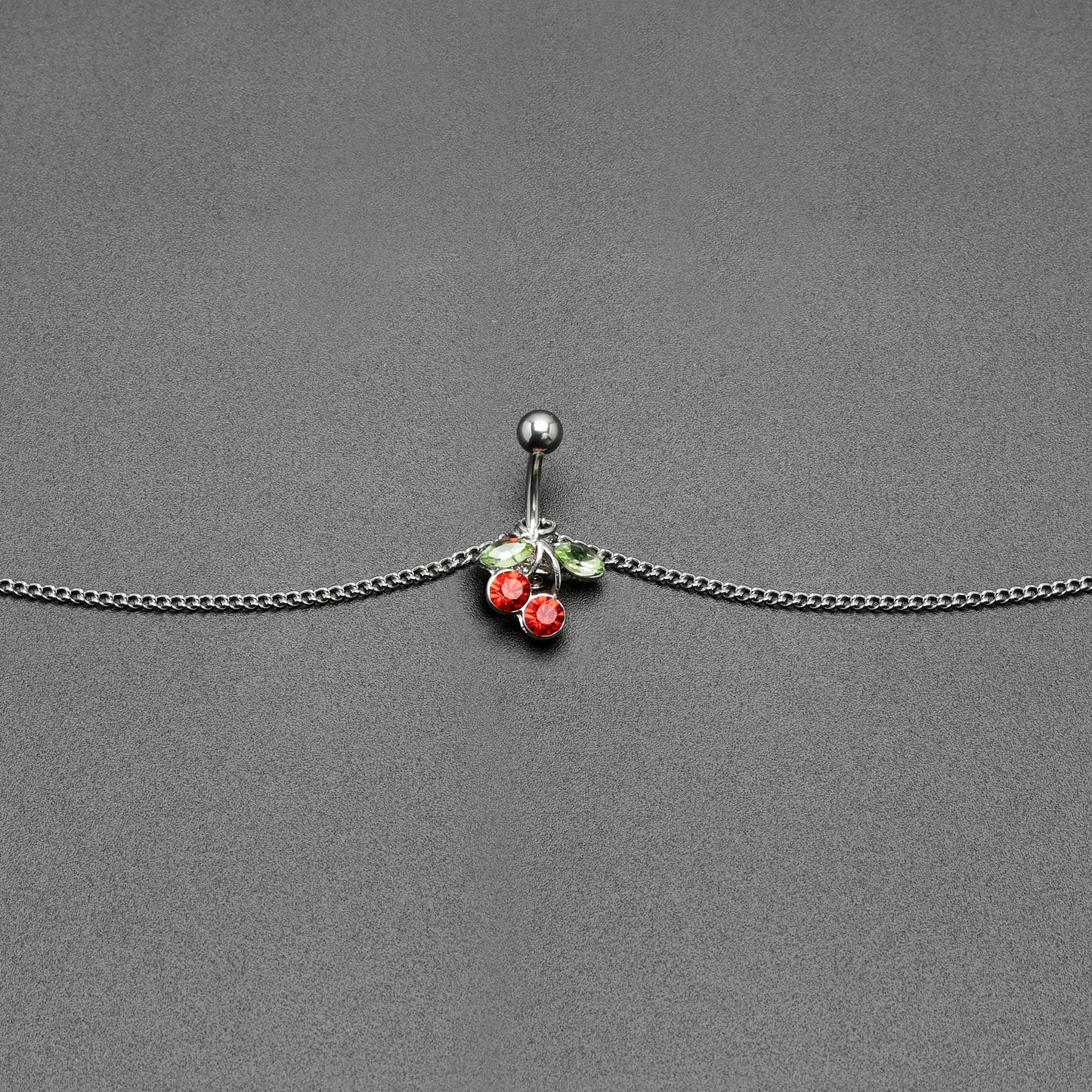 Red Green Gem Cheery Cherries Fruit Belly Ring Belly Chain
