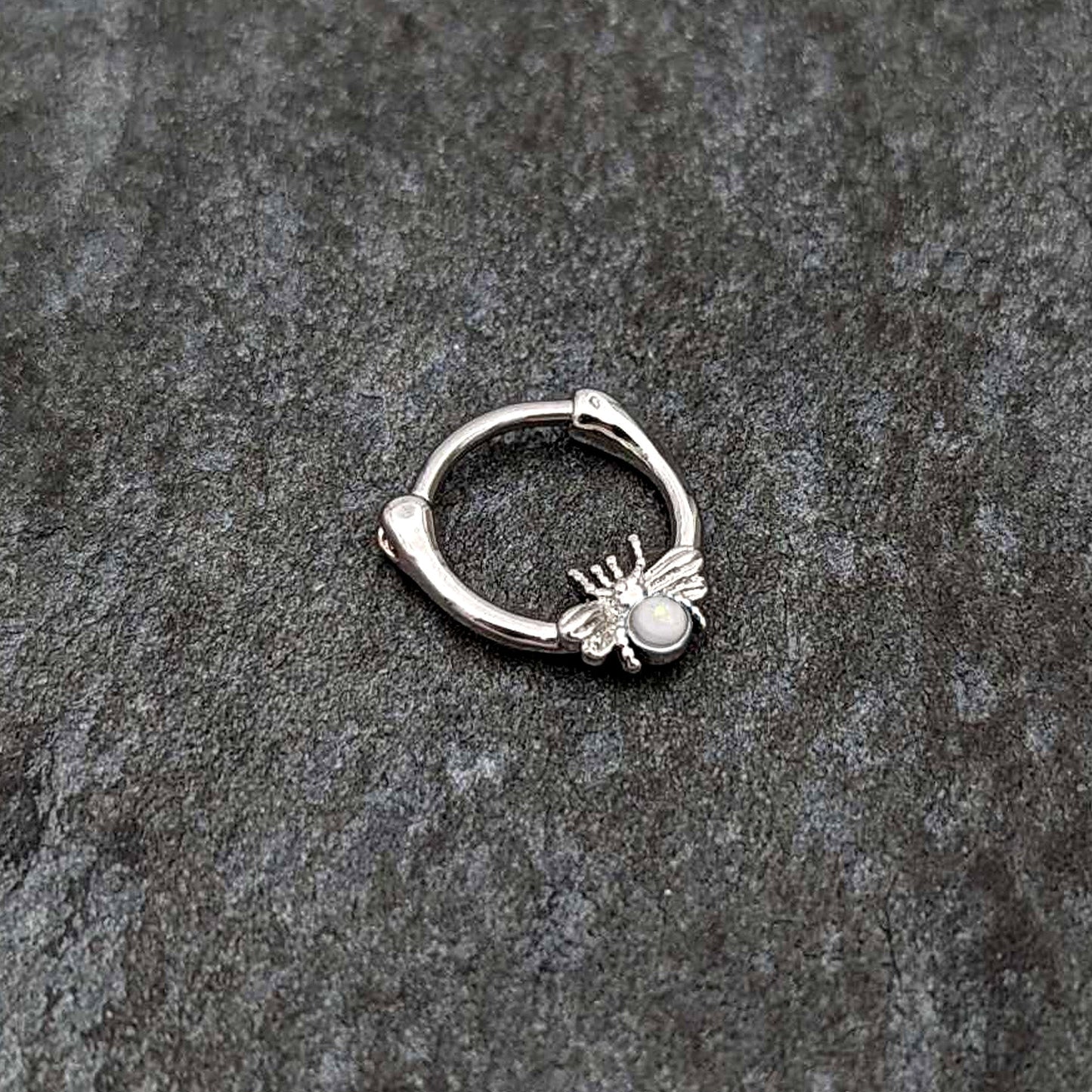 16G 5/16 White Faux Opal Ultra Fly Cartilage Clicker